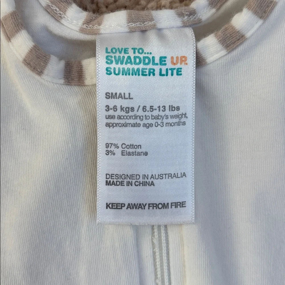Love to Dream Swaddle Up White Swaddle Striped Trim Size Small 8-13 lbs. 1.0 TOG